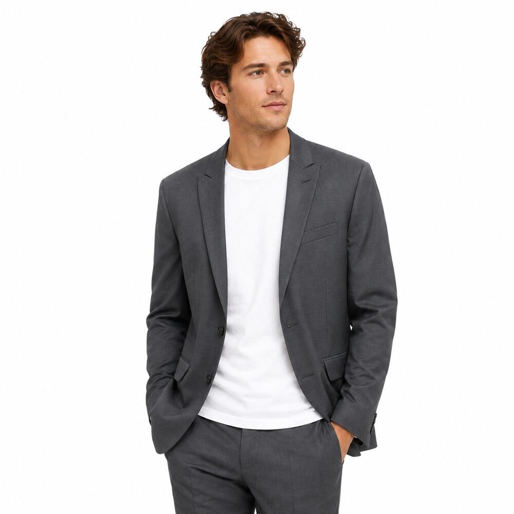 JF J. Ferrar Size 38R Men's Sport Coat Blazer Jacket Gray Business Work